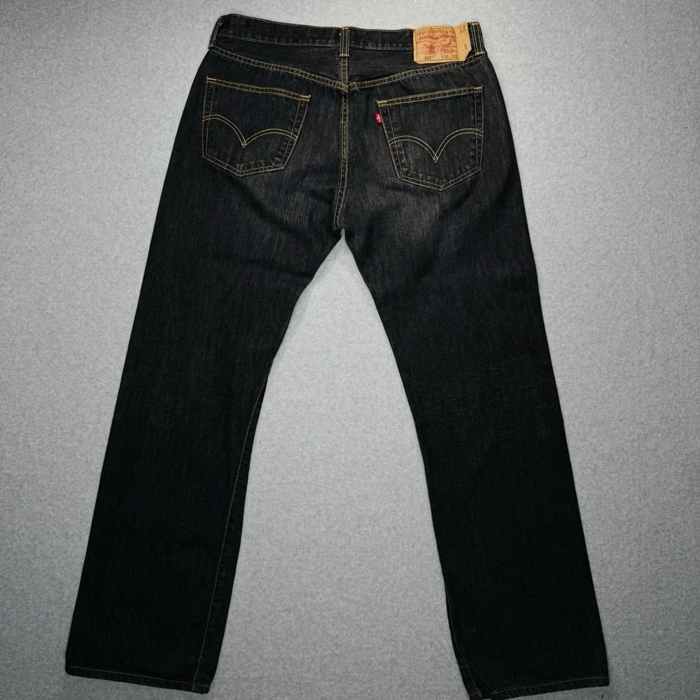 VTG Levis 501 XX Jeans Mens 36x32 Black Button Fly Straight Leg Denim Pants - Picture 5 of 12
